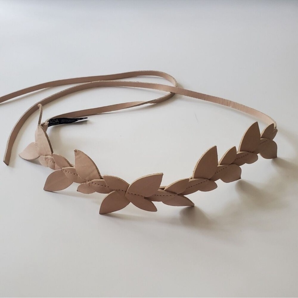 ADA Collection Anthropologie Safe Leaf Wrap Belt Tan Leather OS
